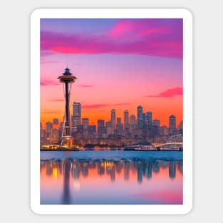 Seattle Sunset Skyline Sticker